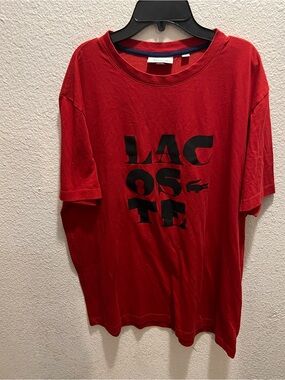 Lacoste Red Short Sleeve Logo Tee with Black Graphic